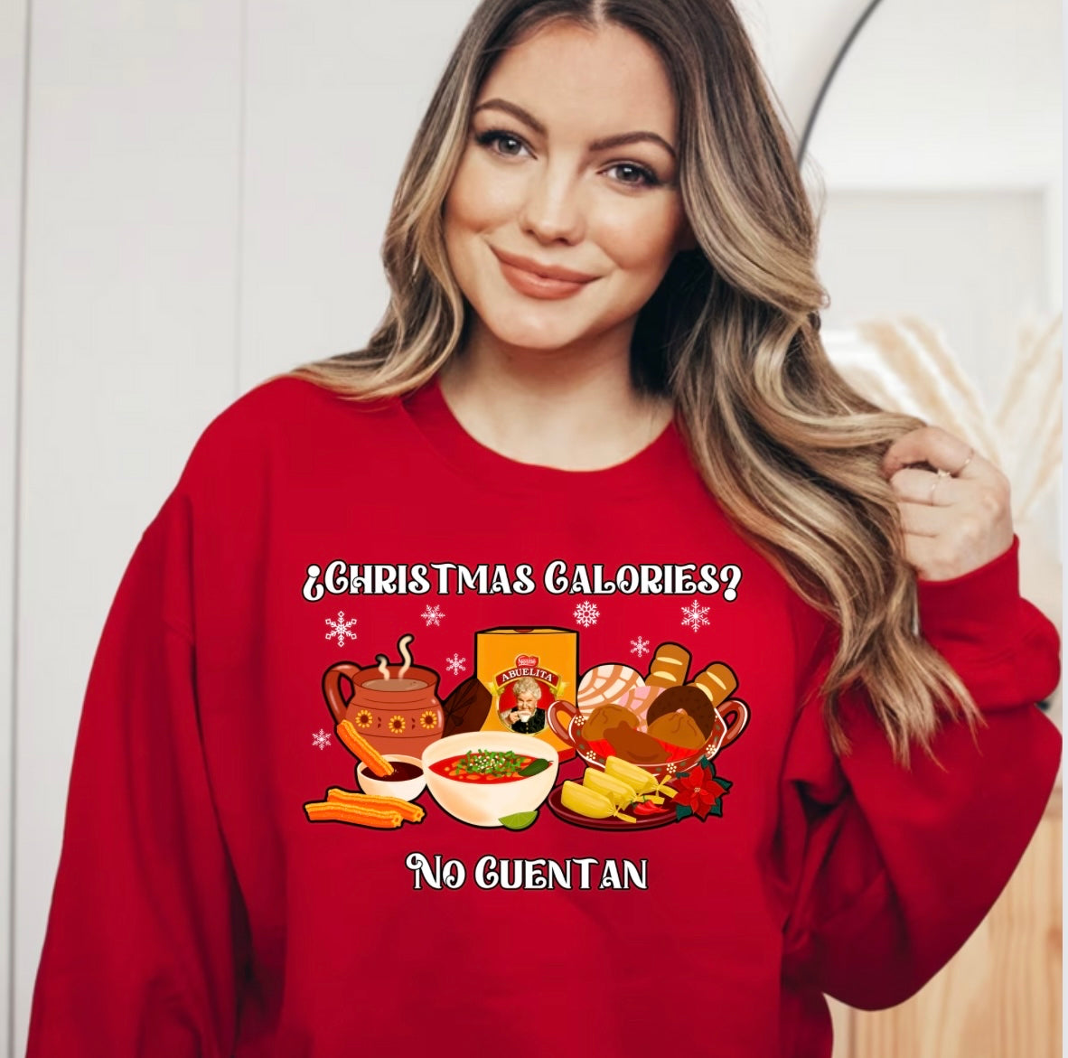 Christmas calories no cuentan crewneck sweater