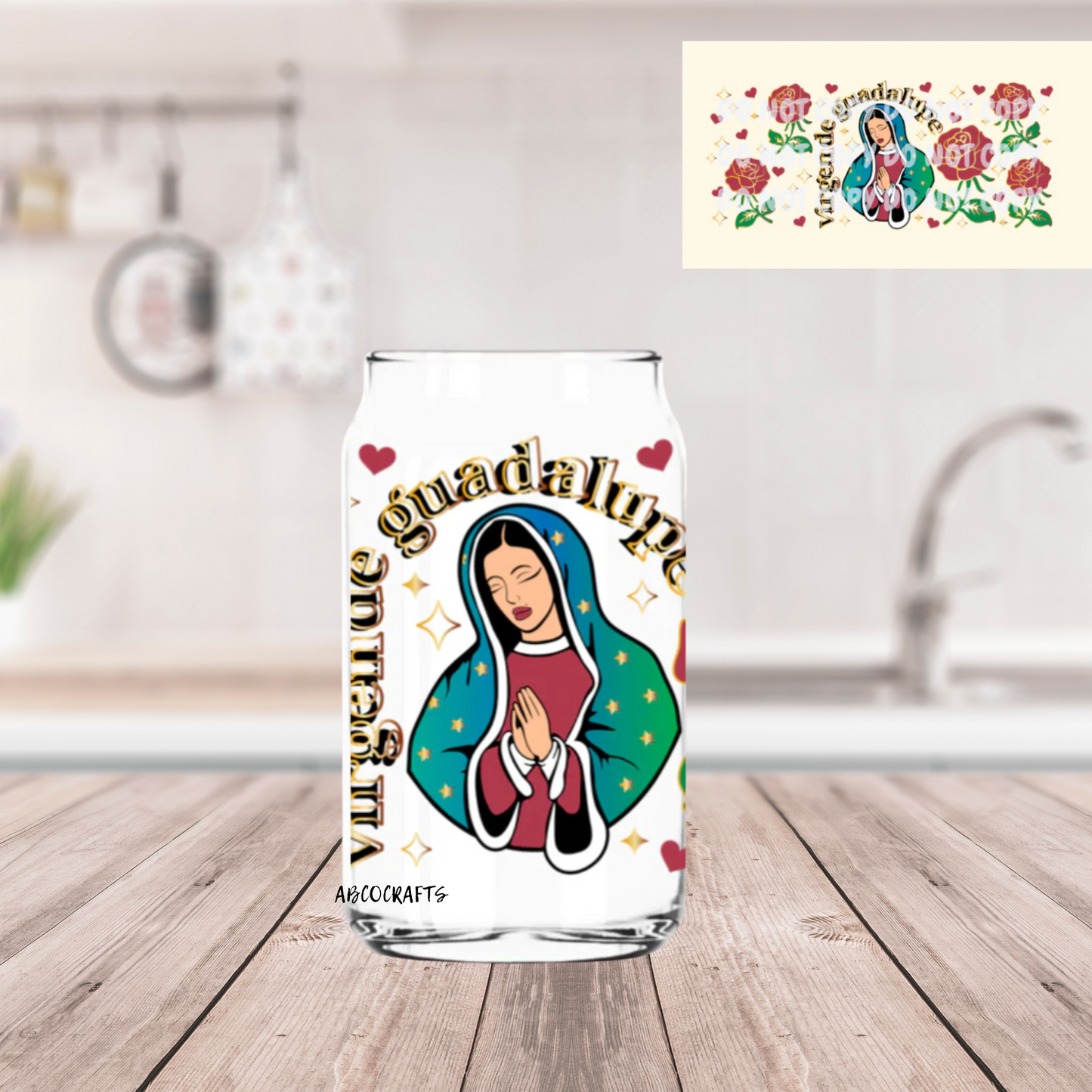 VIRGEN DE GUADALUPE GLASS CUP