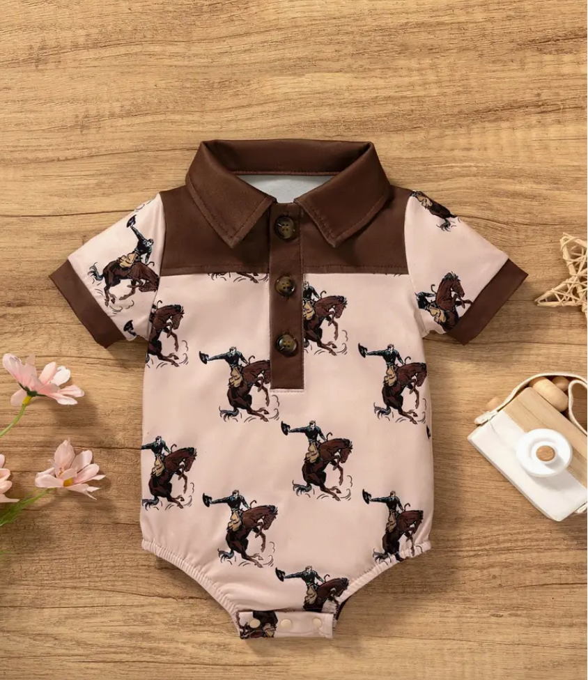 BROWN WESTERN ONESIE