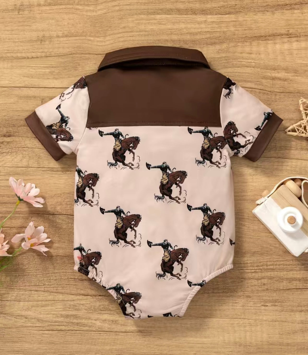 BROWN WESTERN ONESIE