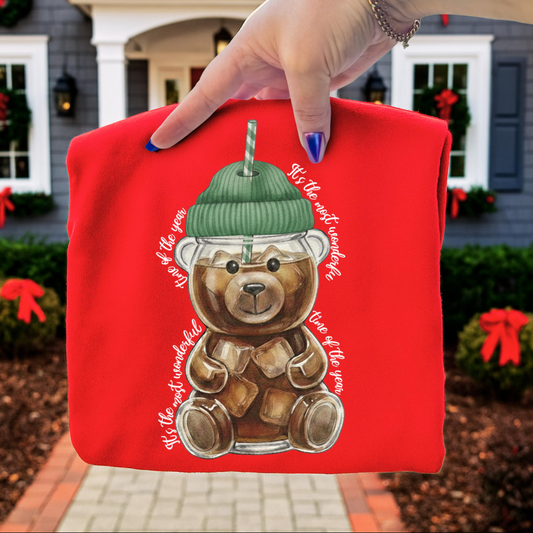 Iced coffee bear Tshirt or Crew