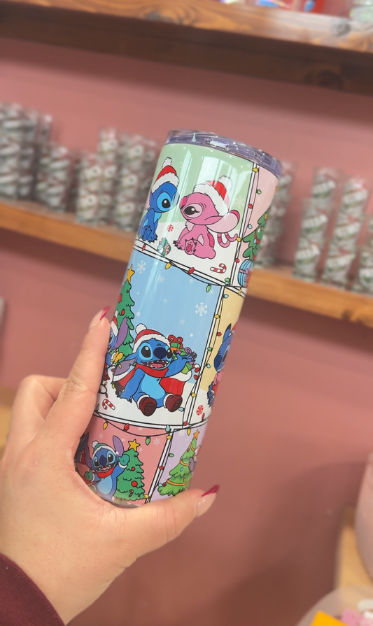 Blue alien christmas TUMBLER